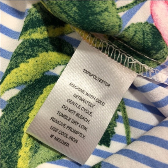 SOLD Harlow & Rose Blue Striped Floral Shoulder Top - Picture 5 of 11